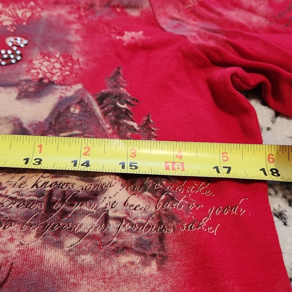 Studio Gem Christmas Holiday Shirt 3/4 Sleeves Santa Sleigh & Reindeer - Picture 5 of 9